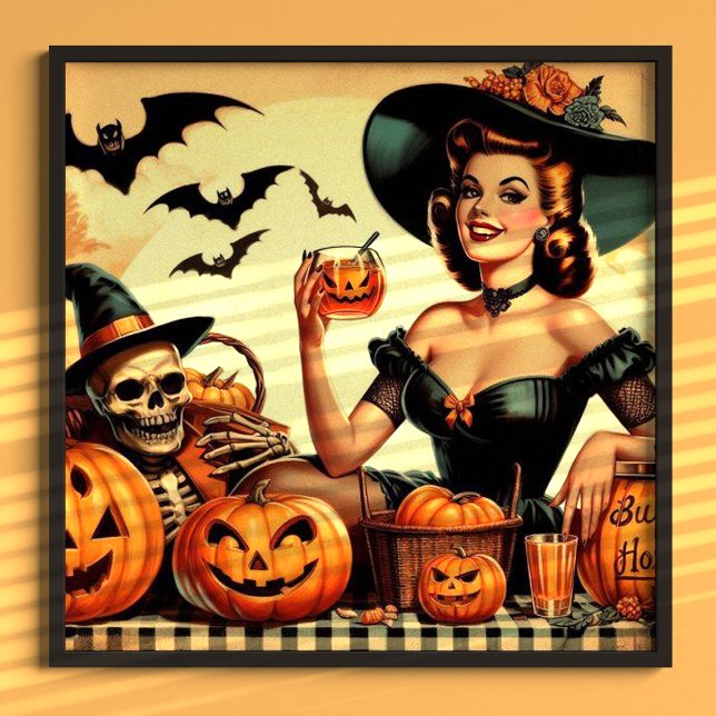 Poster Pin-Up do Halloween Vintage (Criador carregado)