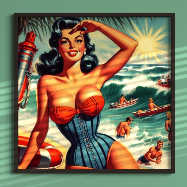 Poster Pin-up do Surf Vintage (Criador carregado)