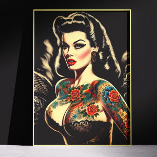 Póster Pin-up Gótica Tatuada