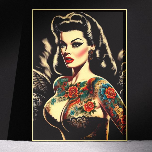 Póster Pin-up Gótica Tatuada (Criador carregado)
