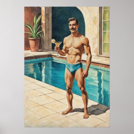 Poster Pin-up Masculino Vintage Zaddy | Hunk Retro à Beir