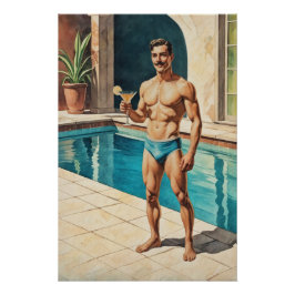 Póster Pin-up Masculino Vintage Zaddy | Hunk Retro à Beir