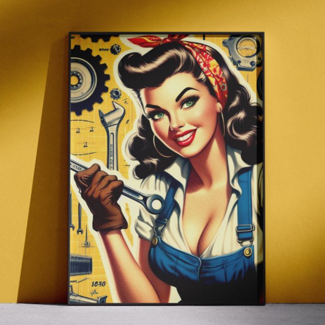 Poster Pin-up Mecânico Vintage (Criador carregado)