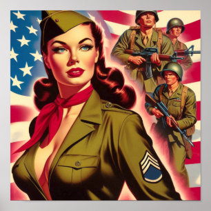 Poster Pin-up Militar Vintage