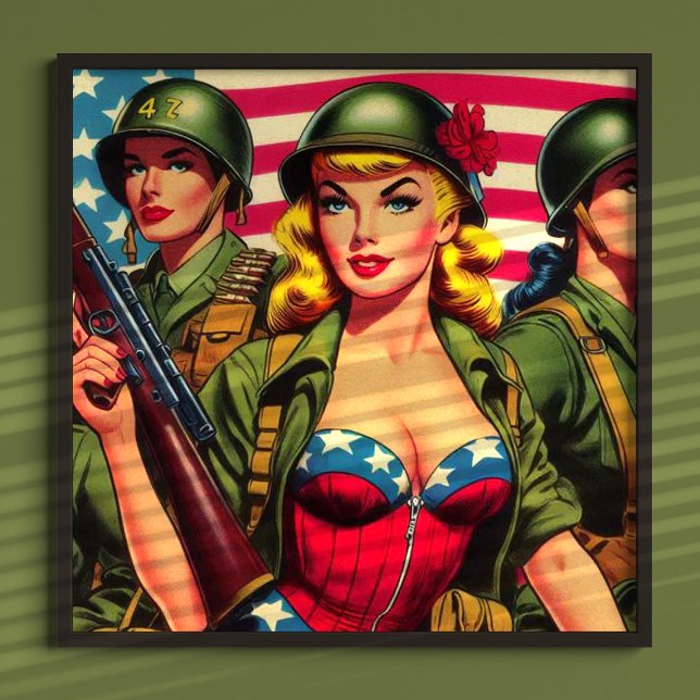 Poster Pin-up Militar Vintage Soldier (Criador carregado)