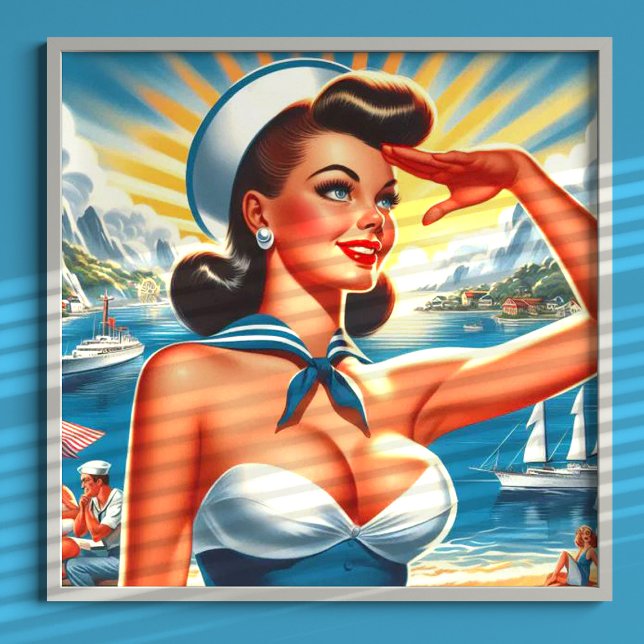 Poster Pin-up Náutico do Marinheiro Justo (Criador carregado)