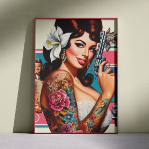Poster Pin-up Pulp Tatuada Vintage