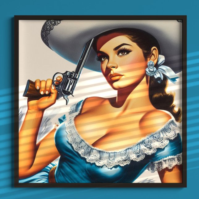 Poster Pin-up Retro do Velho Oeste (Criador carregado)