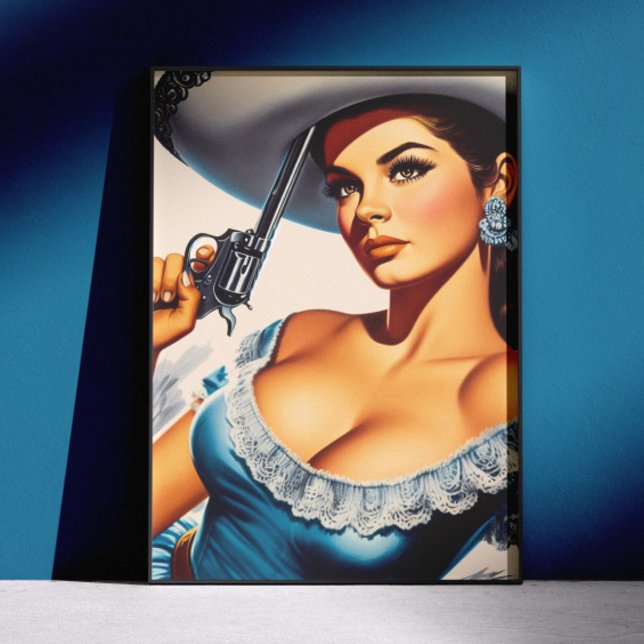 Poster Pin-up Retro do Velho Oeste (Criador carregado)