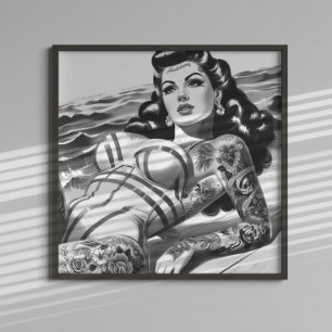 Poster Pin-up Retro Tatuado