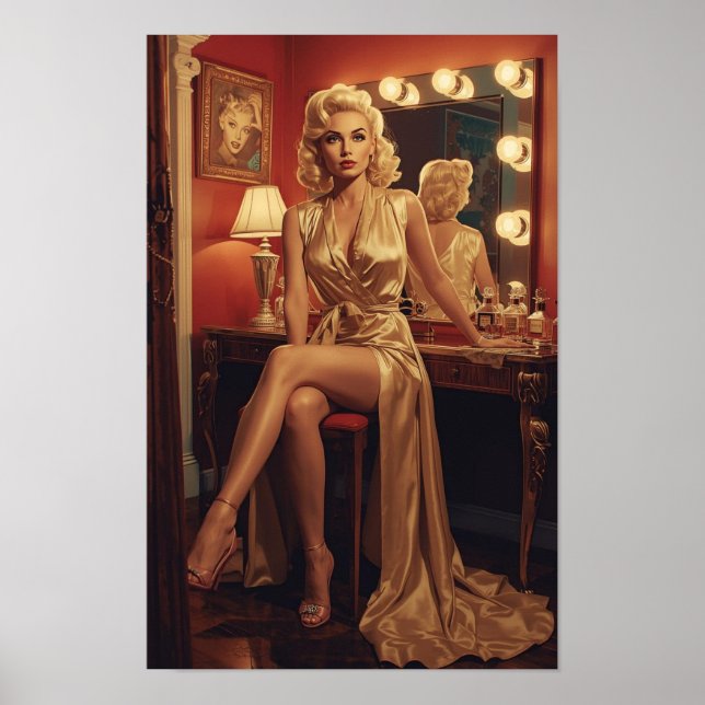 Poster Pin-Up Starlete de Hollywood dos Anos 1950 – Retrô (Frente)
