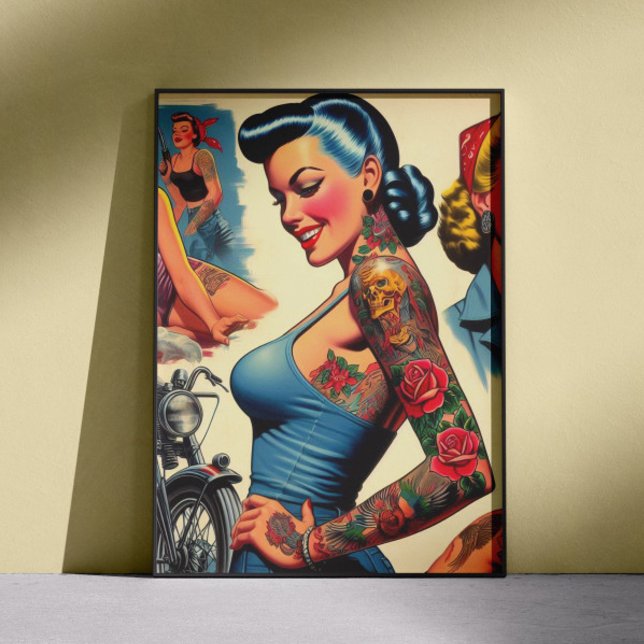 Poster Pin-up Tatuada Vintage (Criador carregado)
