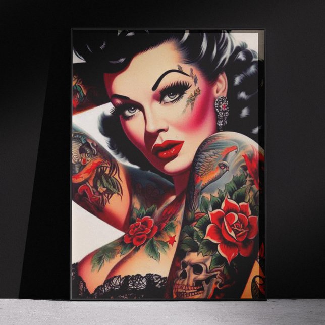 Póster Pin-up Tatuada Vintage Gostosa (Criador carregado)