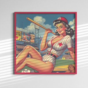 Poster Pin-up Vintage Baseball