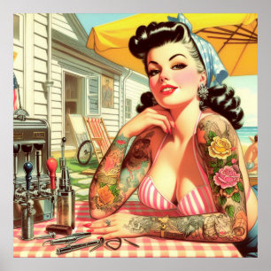 Poster Pin-up Vintage Old School