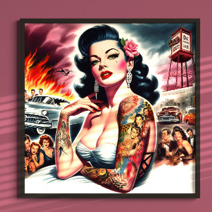 Poster Pin-up Vintage Tatuada