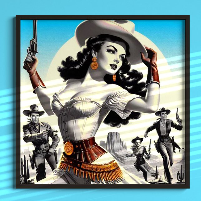 Poster Pin-up Western Retrô (Criador carregado)
