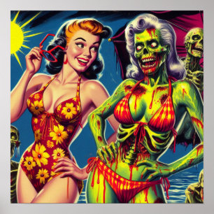 Poster Pin-up Zombie Retro