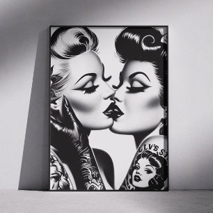 Poster Pin-ups de beijo retrô