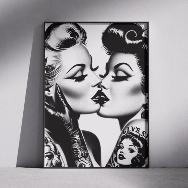 Poster Pin-ups de beijo retrô (Criador carregado)