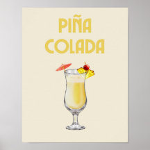 Pina Colada Yellow Retro Coctail