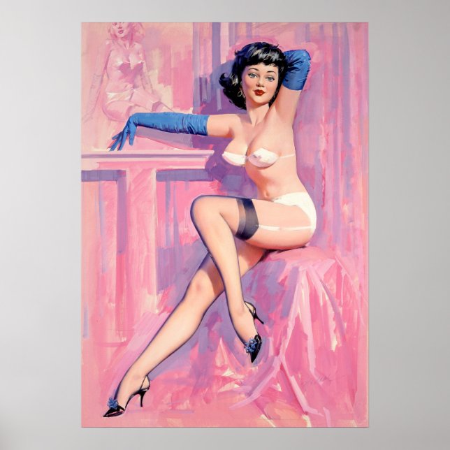 Póster Pinagem com luvas azuis (Frente)