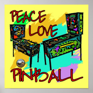 Póster Pinball do amor da paz