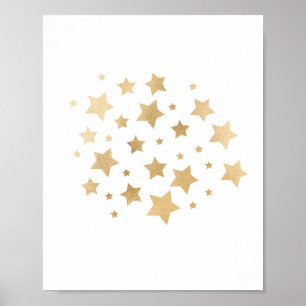 Poster Pinças de Ouro Stars Glitter Nursery Wall Art