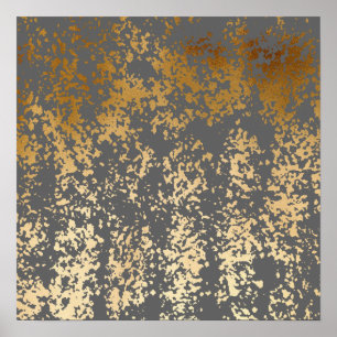 Poster pincéis de ouro e cinza elegantes e falsos pintinh