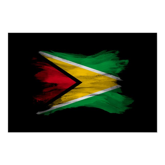 Póster Pincel da bandeira da Guiana derrame, bandeira nac (Frente)