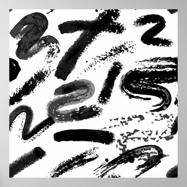 Poster Pincel seco de cor d'água pintada sem costura, com (Frente)