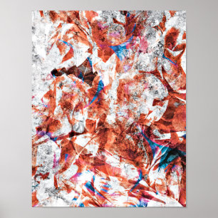 Póster Pincel vermelho abstrato arte digital moderna