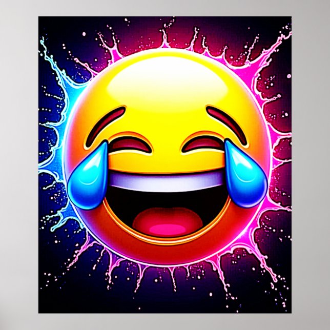 Poster Pincelada Alegre: Arte de Emoji Risonho (Frente)