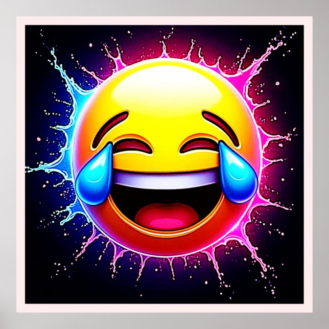 Poster Pincelada Alegre: Arte de Emoji Risonho (Frente)