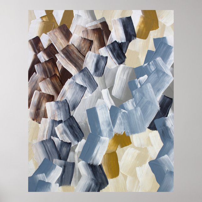 Poster Pinceladas Abstratas em Tons Neutros e Terrosos (Frente)