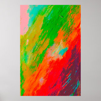 Poster Pinceladas Abstratas Multicoloridas Vintage
