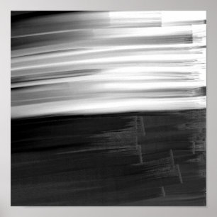 Póster pinceladas de abstrato preto branco