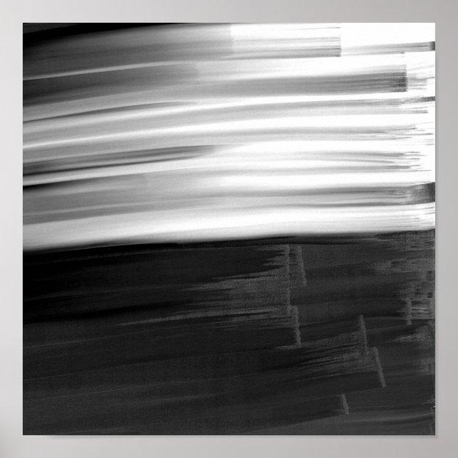 Póster pinceladas de abstrato preto branco (Frente)