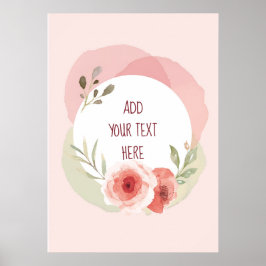 POSTER PINCO DE COR SUAVE E FLORAL VERDE PERSONALIZADO