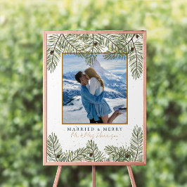 Poster Pine cone e Dourado Casamento de Folhagem de Natal