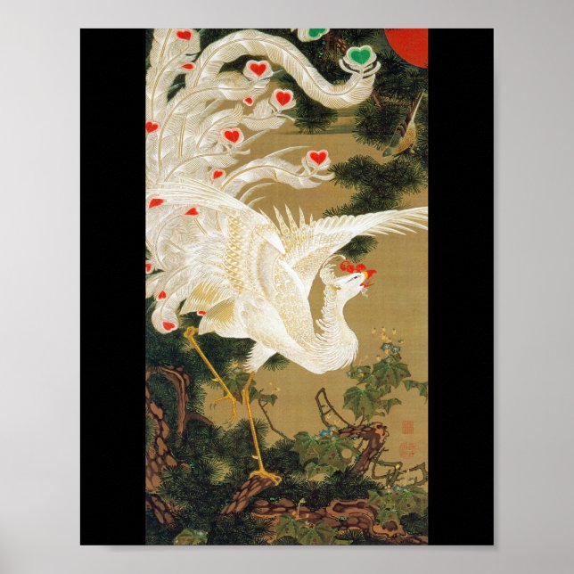 Poster Pine Tree & Phoenix (Love Heart Phoenix), Jakuchu (Frente)
