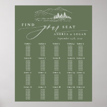 Pine Tree Rustic Mountain Wedding Seating Chart