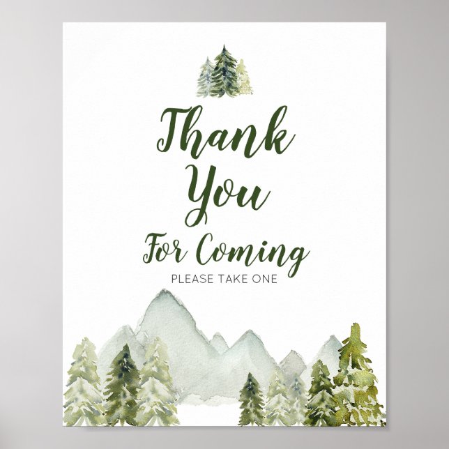 Poster Pine Trees Adventure Montanha Obrigado por vir (Frente)