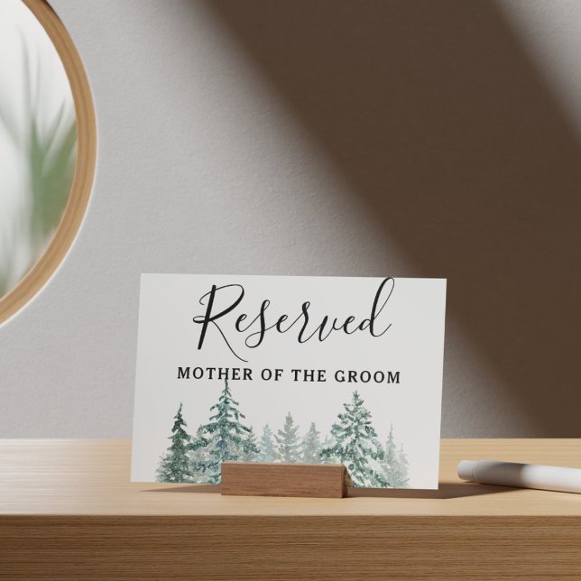 Poster Pine Trees Lanterna - Sinal Botânico Reservado (Winter Rustic Pine Trees Lantern Botanical Wedding Party Supplies)