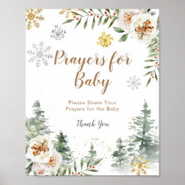 Poster Pine Trees Winter Floral Prayers for Baby