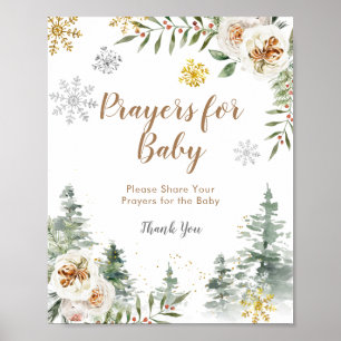 Poster Pine Trees Winter Floral Prayers for Baby