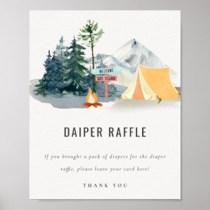 Poster Pine Woods Campanha Fralda Raffle Chá de fraldas S