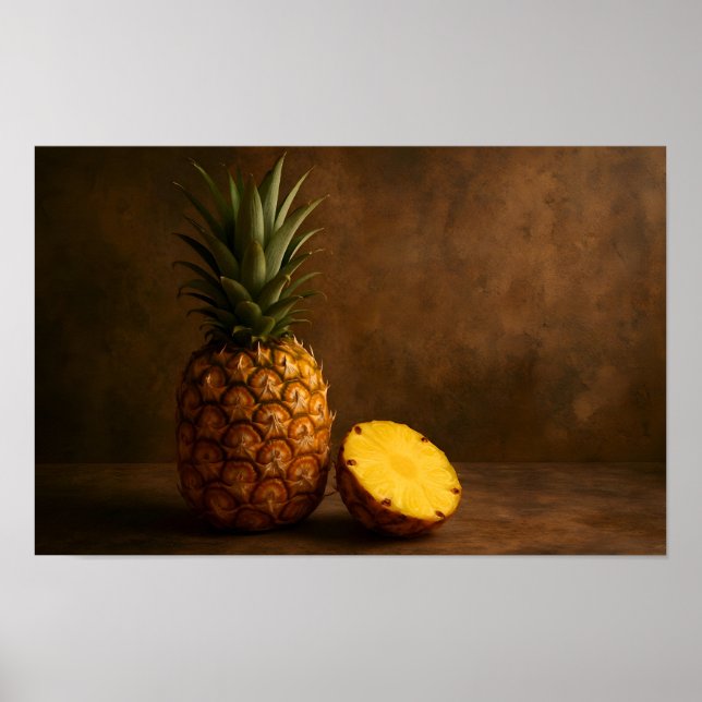Poster Pineapple & Pineapple Slice Rustic Grunge Photo (Frente)