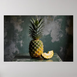 Poster Pineapple & Pineapple Slice Rustic Grunge Photo