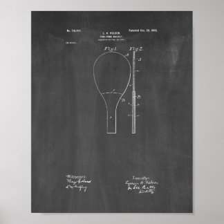 Póster Ping-pong Racket Patent - Chalkboard